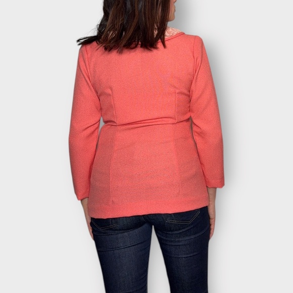 Vintage 1960s Custom Tailored, Peach, Lace, Double Breasted, Blazer - Picture 4 of 6